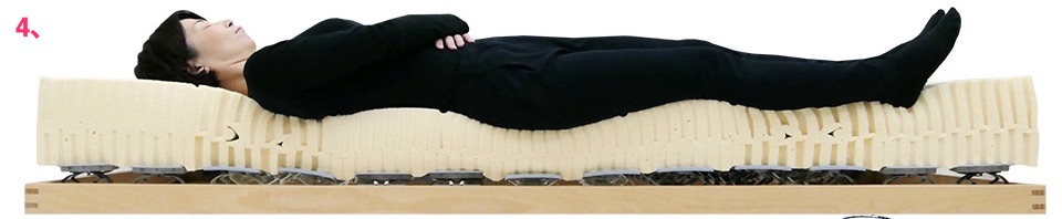 X-pointベッド+ラテックスマット20cmミディアム女性寝姿勢図